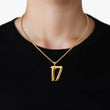 17 Number Pendant with Chain Necklace - Gold Plated Stainless Steel