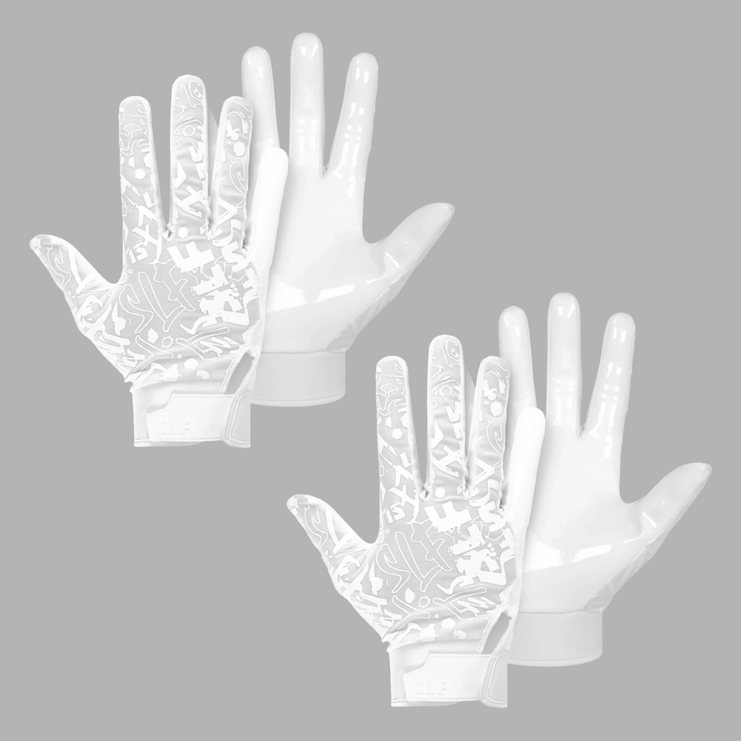 2 White Sticky Football Receiver Gloves Bundle