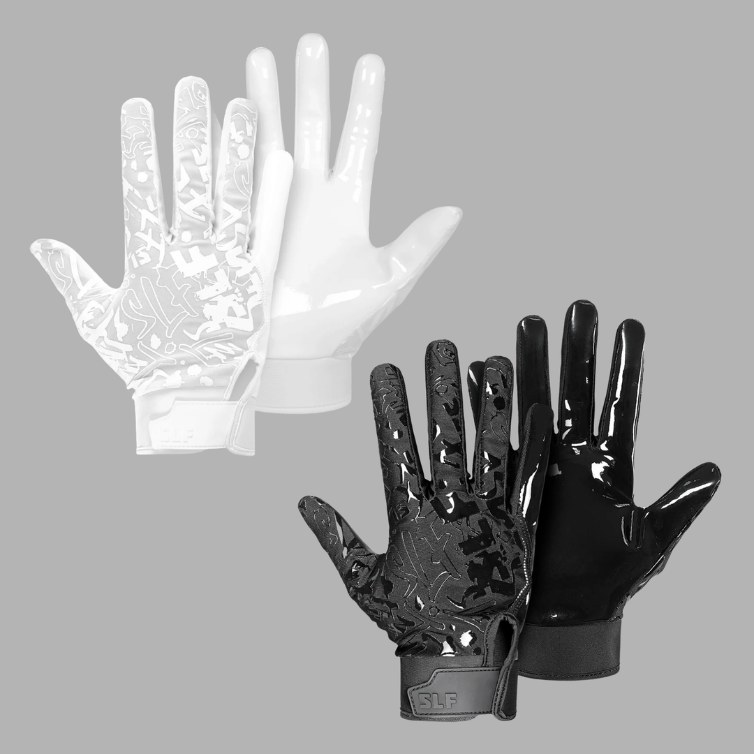 White + Black Sticky Football Receiver Gloves Bundle