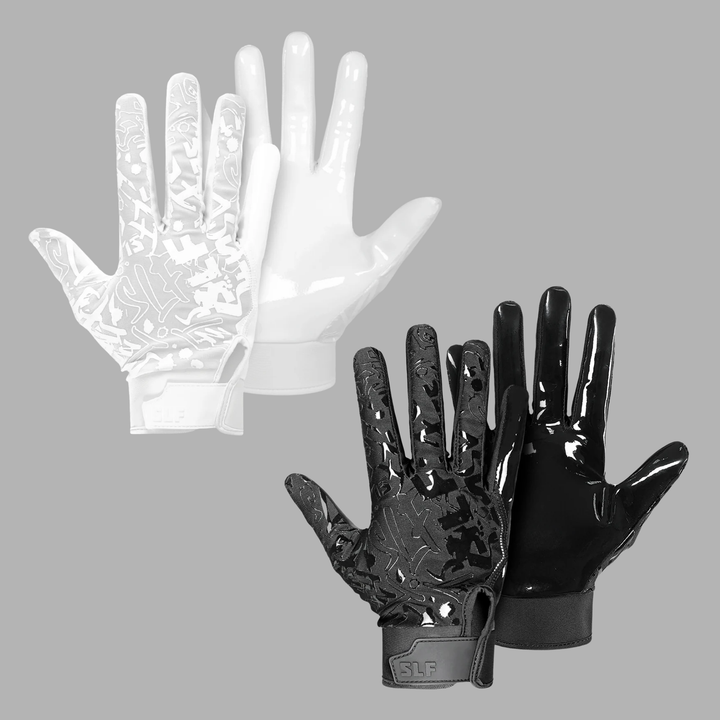 White + Black Sticky Football Receiver Gloves Bundle