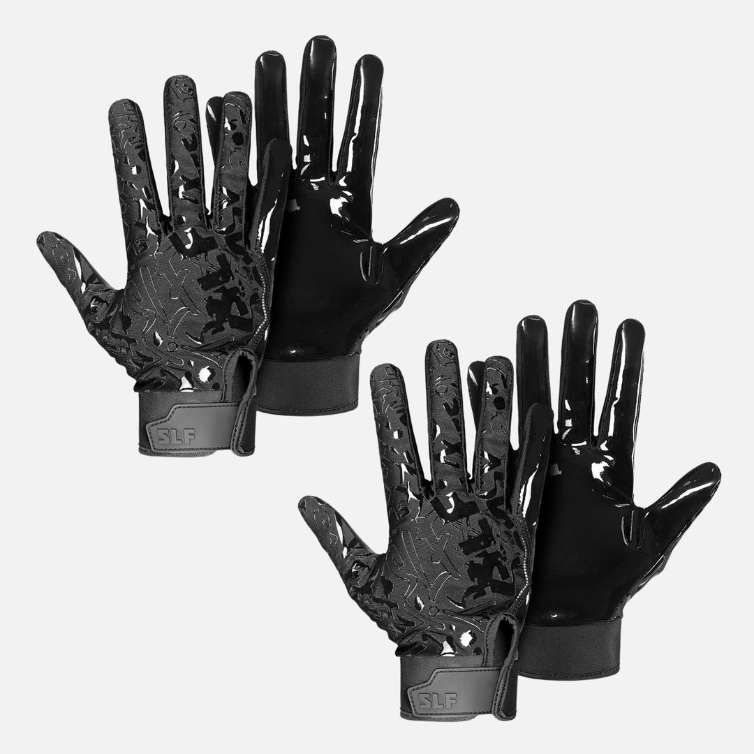 2 Black Sticky Football Receiver Gloves Bundle