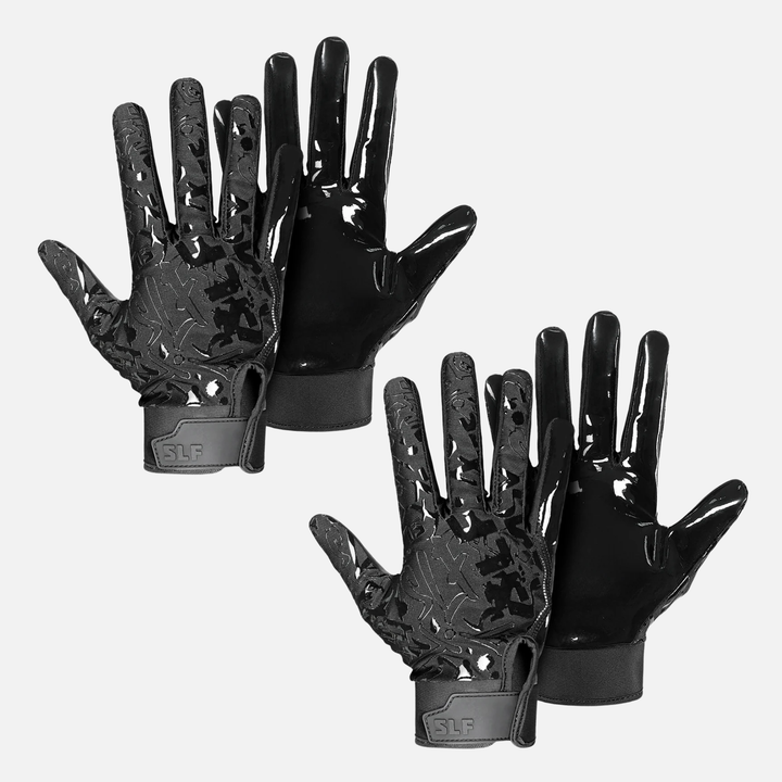 2 Black Sticky Football Receiver Gloves Bundle