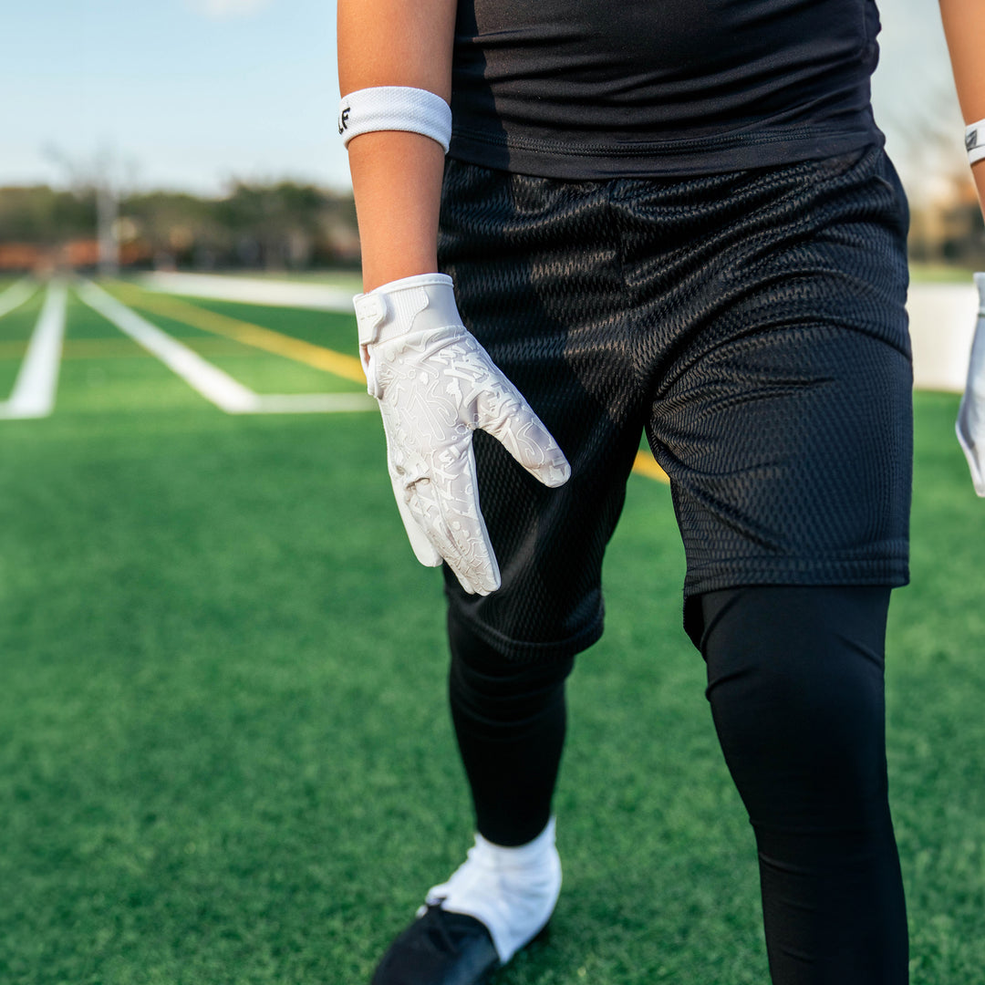 White Sticky Kids Football Receiver Gloves