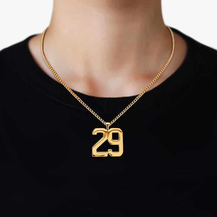 29 Number Pendant with Chain Necklace - Gold Plated Stainless Steel