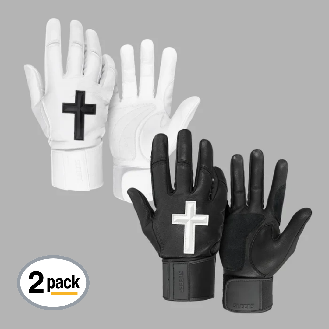 White + Black Faith Cross Baseball Batting Gloves SZN Pack