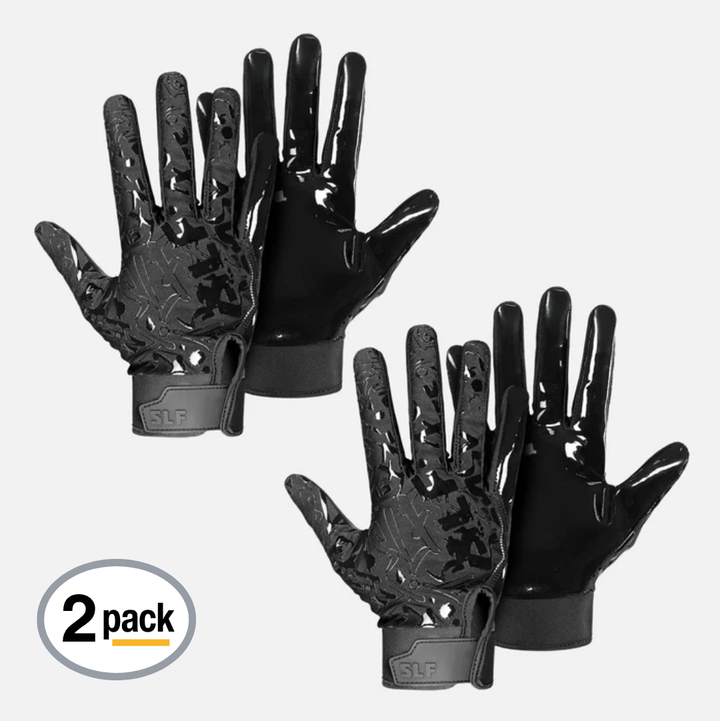 2 Black Sticky Football Receiver Gloves SZN Pack