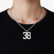 38 Number Pendant with Chain Necklace - Stainless Steel