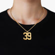 39 Number Pendant with Chain Necklace - Gold Plated Stainless Steel