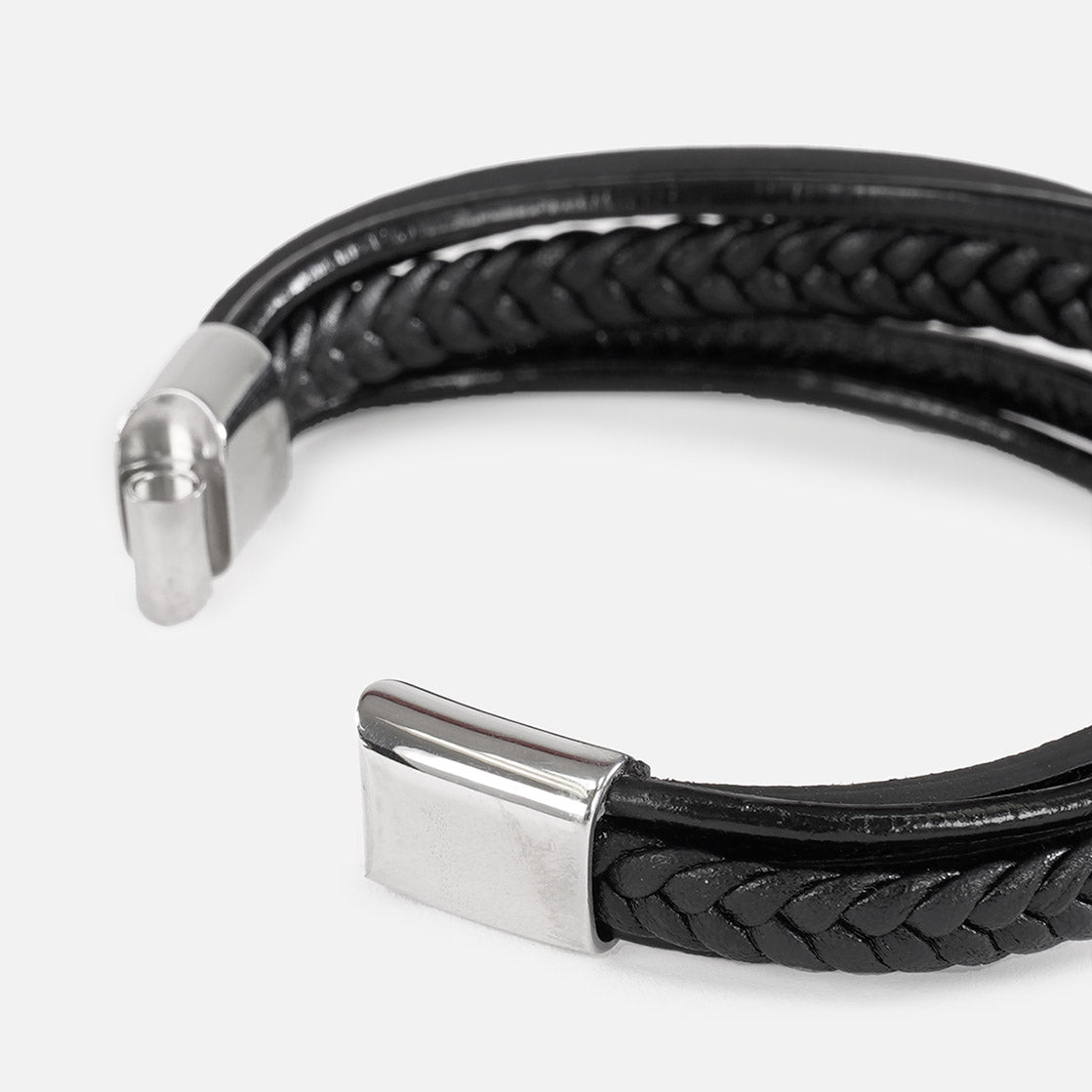 3 in 1 Steel Cross Leather Bracelet