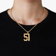 51 Number Pendant with Chain Necklace - Gold Plated Stainless Steel