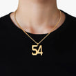 54 Number Pendant with Chain Necklace - Gold Plated Stainless Steel