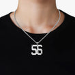 56 Number Pendant with Chain Necklace - Stainless Steel