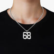 68 Number Pendant with Chain Necklace - Stainless Steel