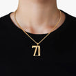 71 Number Pendant with Chain Necklace - Gold Plated Stainless Steel