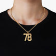 78 Number Pendant with Chain Necklace - Gold Plated Stainless Steel