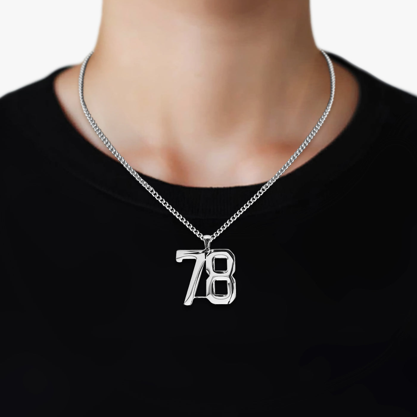 78 Number Pendant with Chain Necklace - Stainless Steel