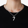 7 Number Pendant with Chain Necklace - Stainless Steel