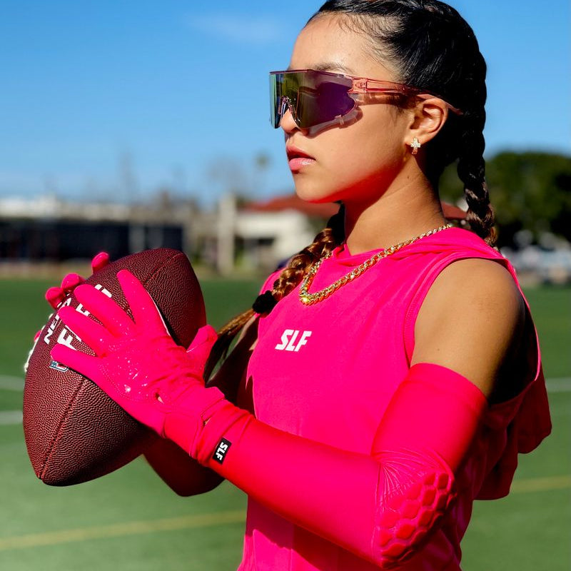 Hue Pink Sticky Football Receiver Gloves for Women