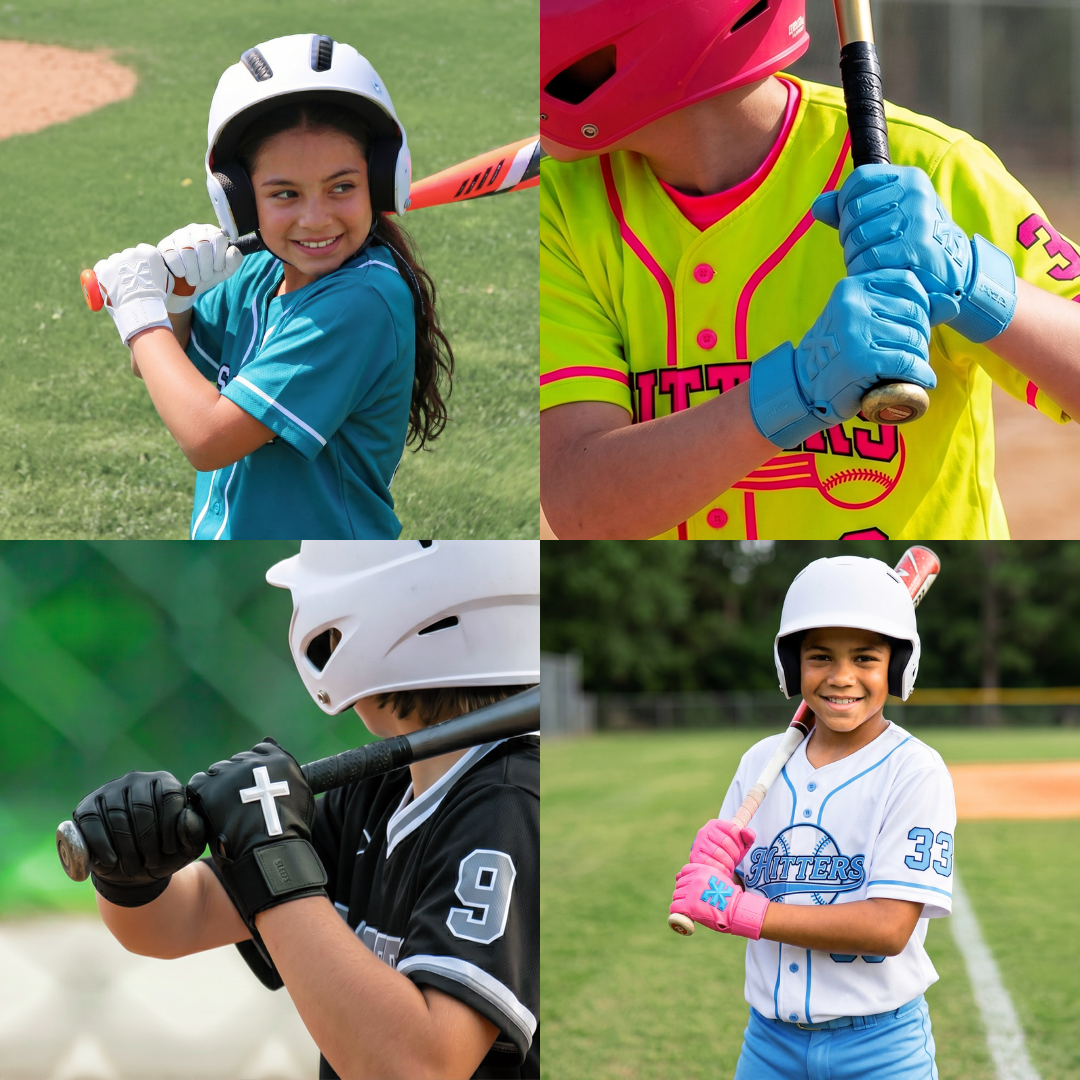 Faith Cross White Kids Baseball Batting Gloves