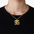 95 Number Pendant with Chain Necklace - Gold Plated Stainless Steel