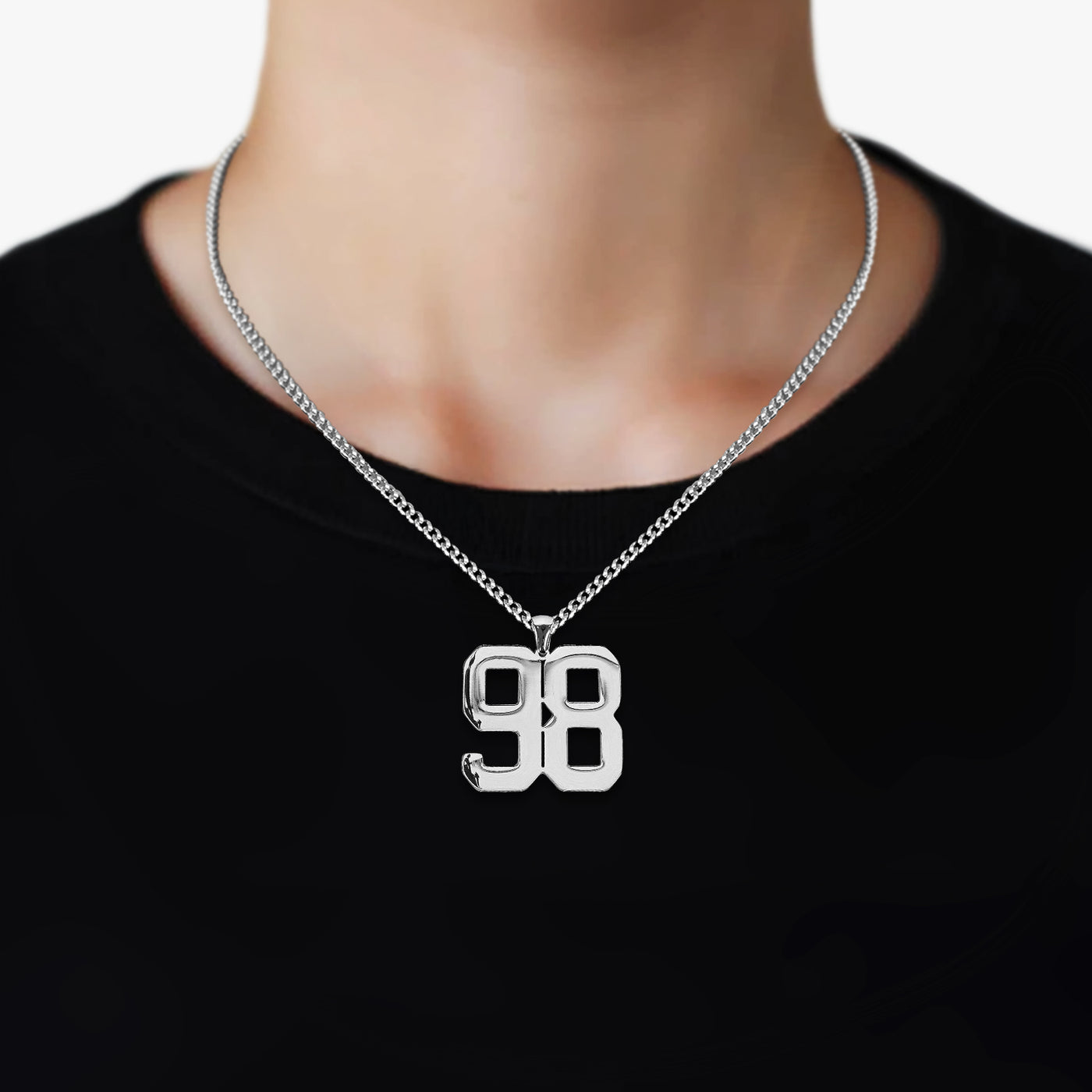 98 Number Pendant with Chain Necklace - Stainless Steel