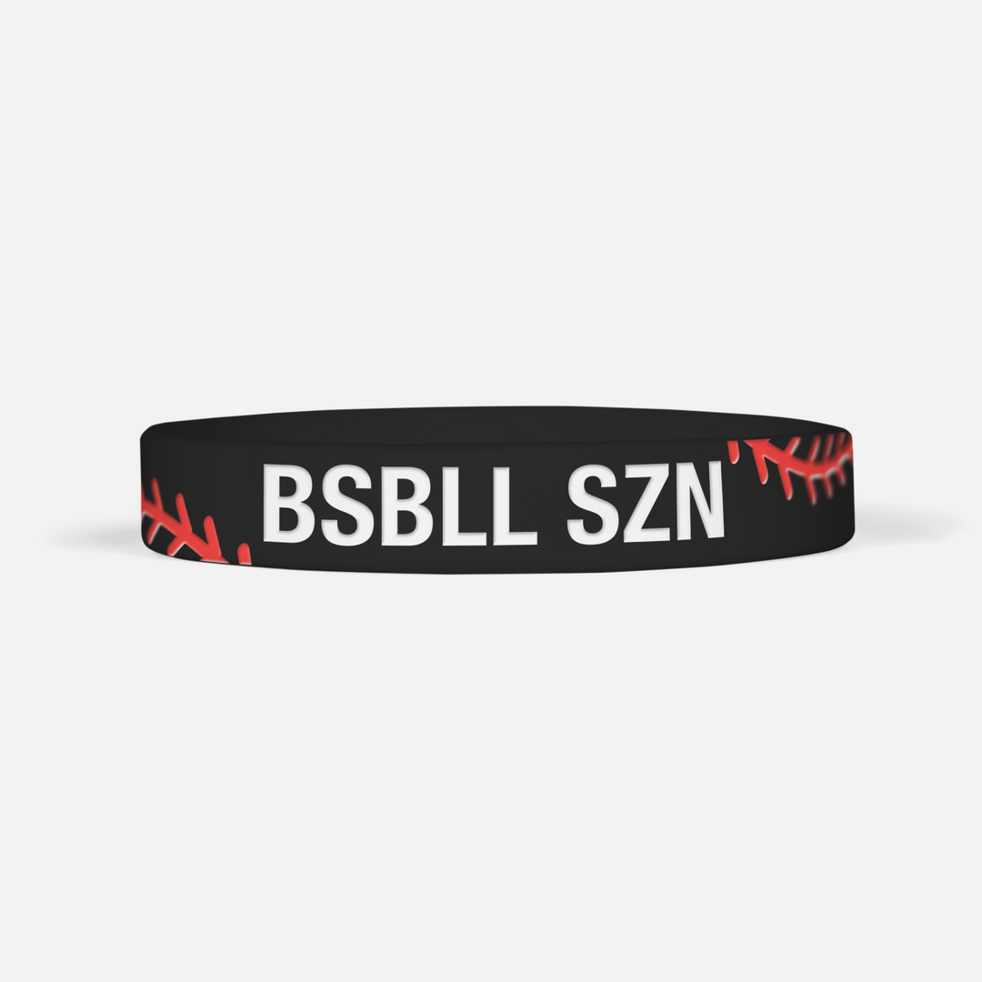 BSBLL SZN Baseball Season Black Motivational Wristband