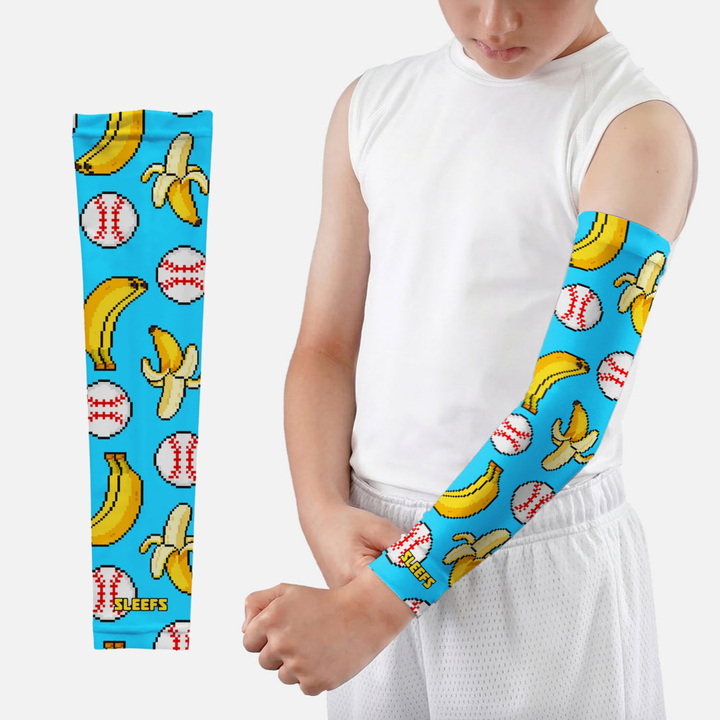 Banana Pixel Baseball Kids Arm Sleeve