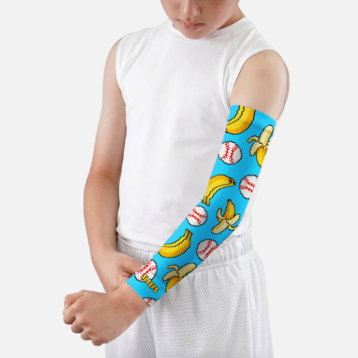 Banana Pixel Baseball Kids Arm Sleeve