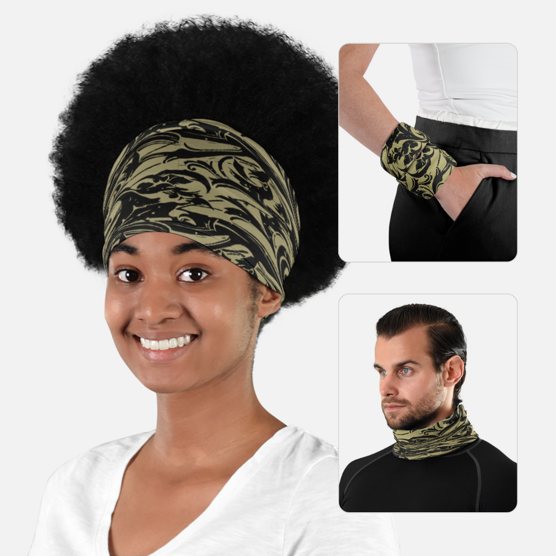 Baroque 2 Old Gold and Black Neck Gaiter