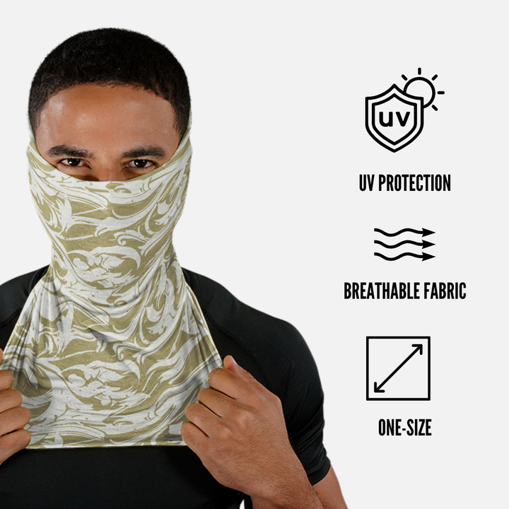 Baroque 2 Old Gold and White Neck Gaiter