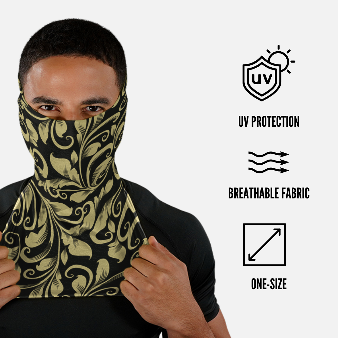Baroque Old Gold and Black Neck Gaiter