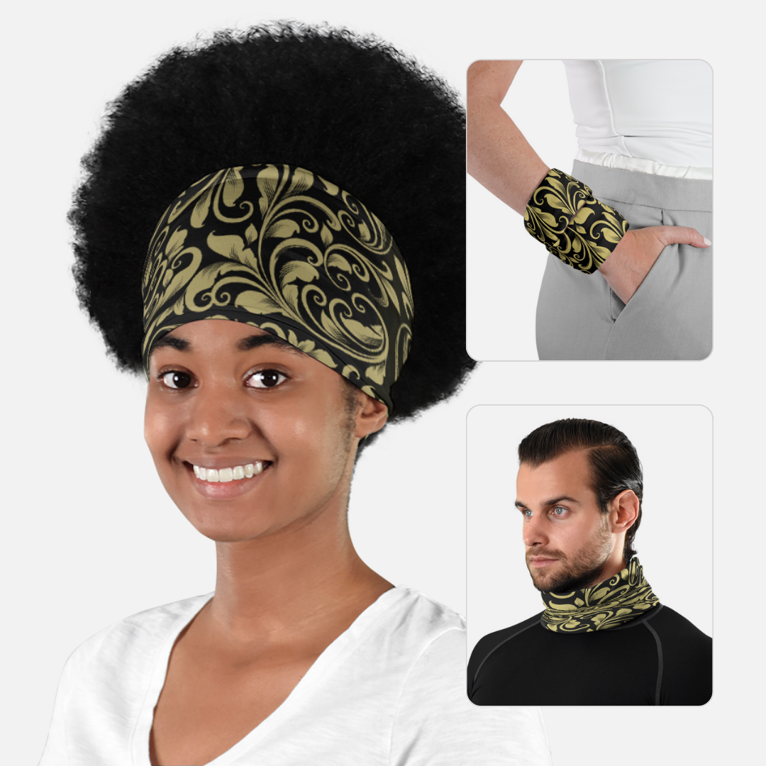 Baroque Old Gold and Black Neck Gaiter
