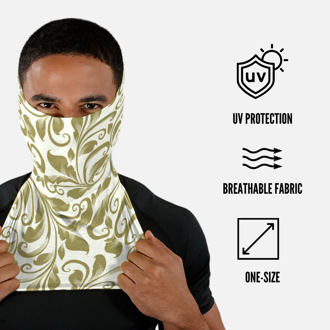 Baroque Old Gold and White Neck Gaiter