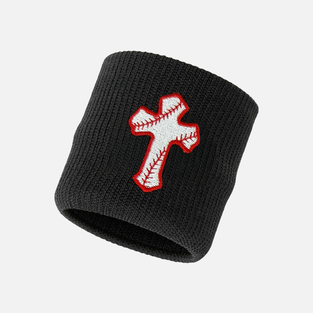 Baseball Cross Black Drip Wristband