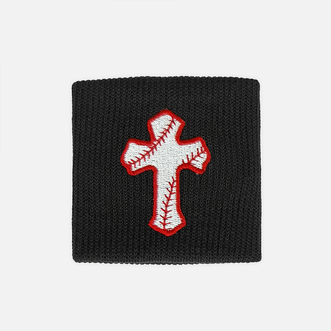 Baseball Cross Black Drip Wristband