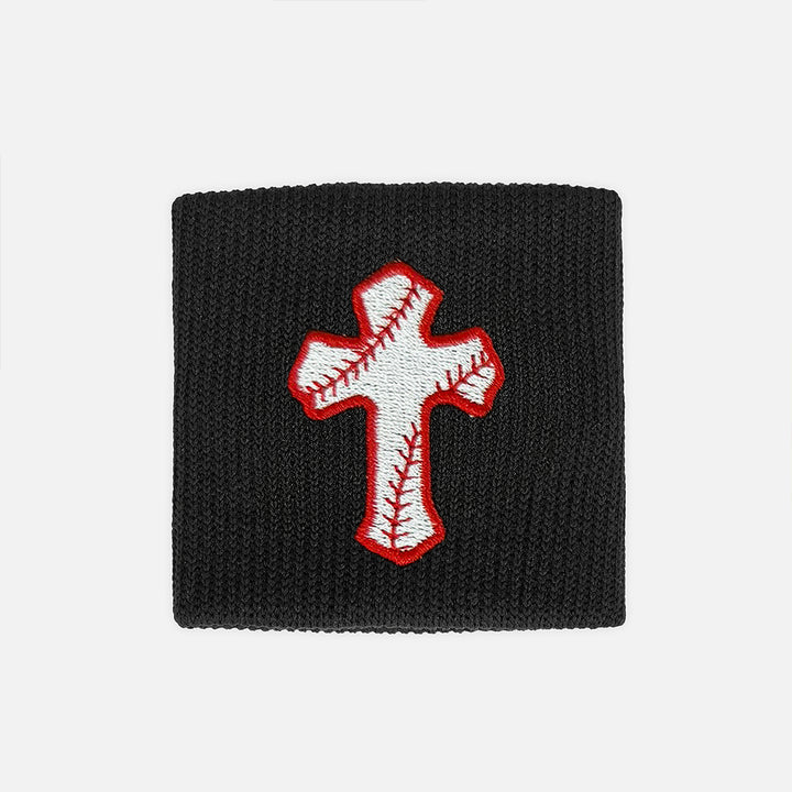 Baseball Cross Black Drip Wristband