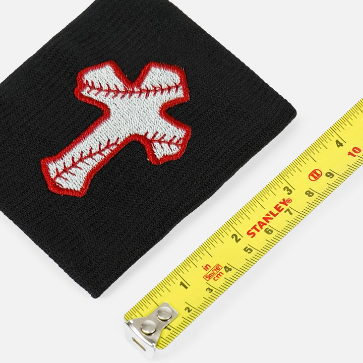 Baseball Cross Black Drip Wristband