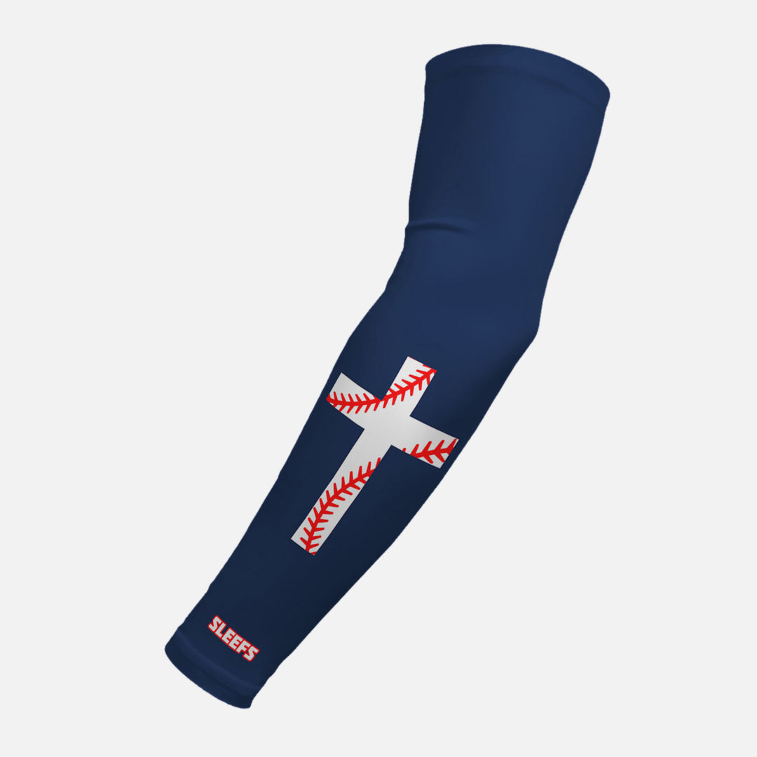 Baseball Cross Navy Blue Arm Sleeve