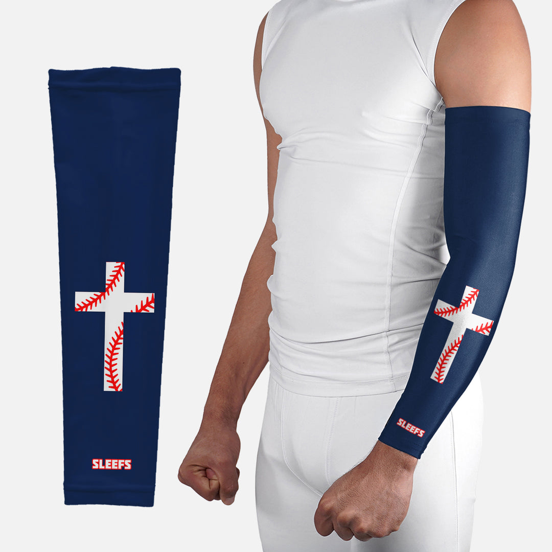 Baseball Cross Navy Blue Arm Sleeve
