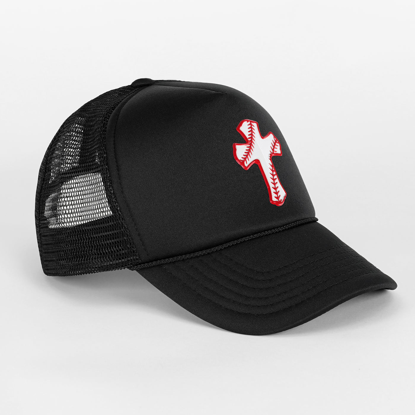 Baseball Cross Patch Trucker Hat