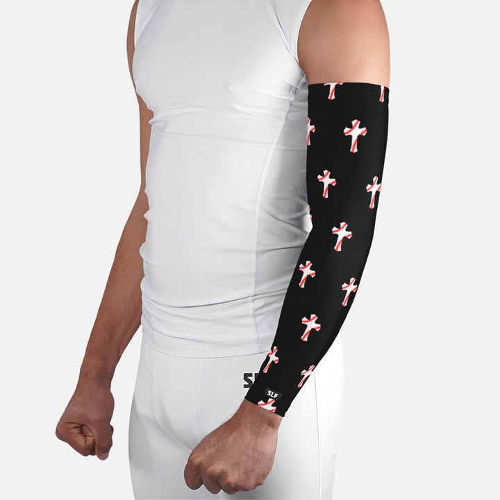 Baseball Cross Pattern Black Arm Sleeve
