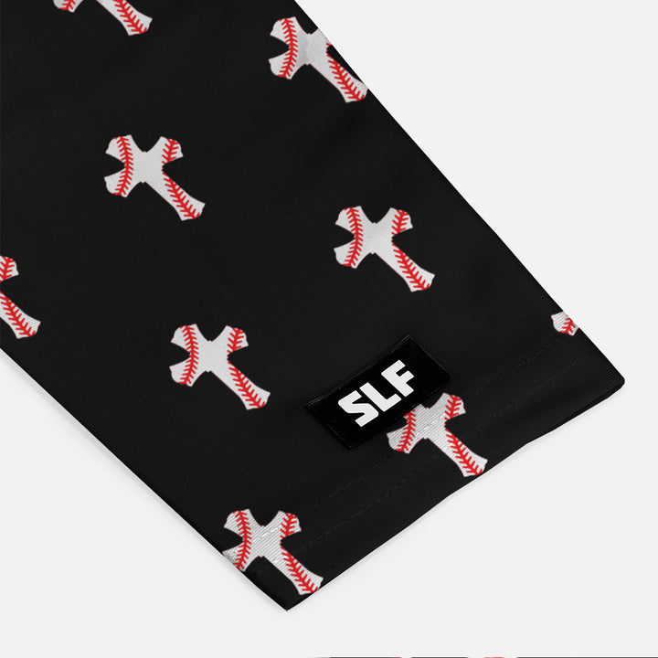 Baseball Cross Pattern Black Arm Sleeve