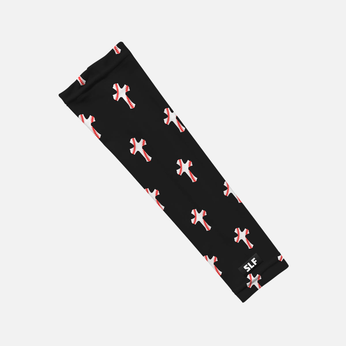 Baseball Cross Pattern Black Kids Arm Sleeve