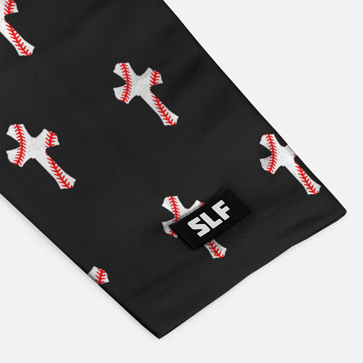 Baseball Cross Pattern Black Kids Arm Sleeve