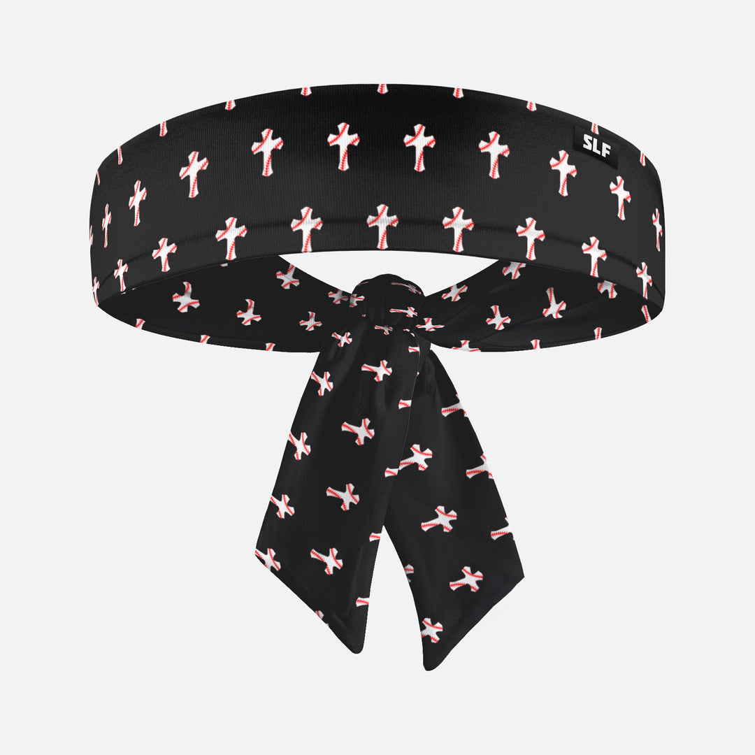 Baseball Cross Pattern Black Ninja Headband