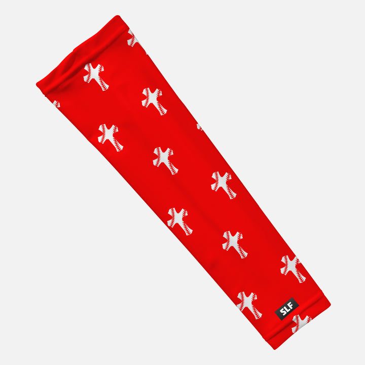 Baseball Cross Pattern Red Arm Sleeve