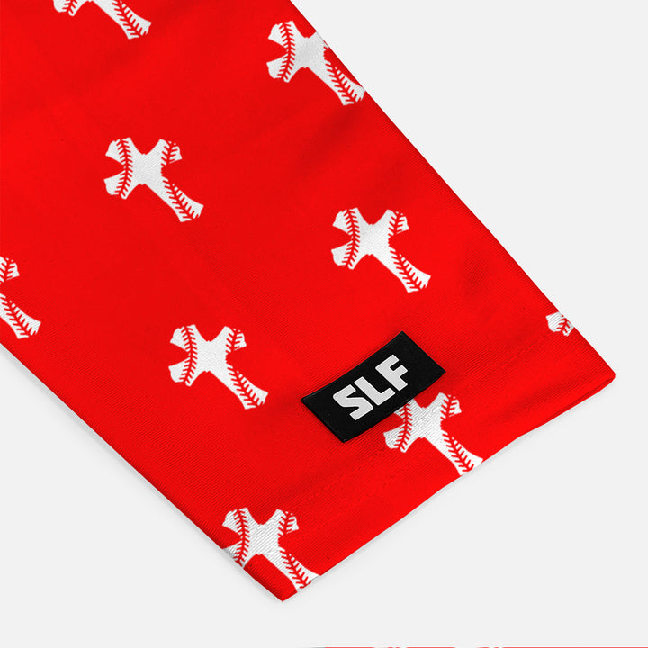 Baseball Cross Pattern Red Arm Sleeve