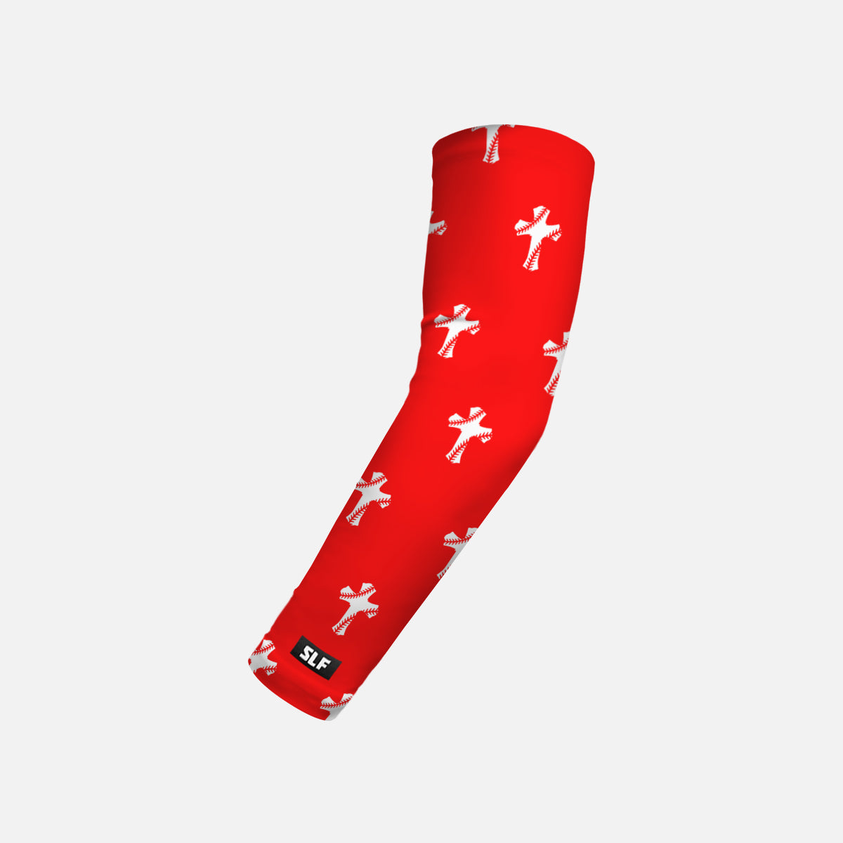 Baseball Cross Pattern Red Kids Arm Sleeve