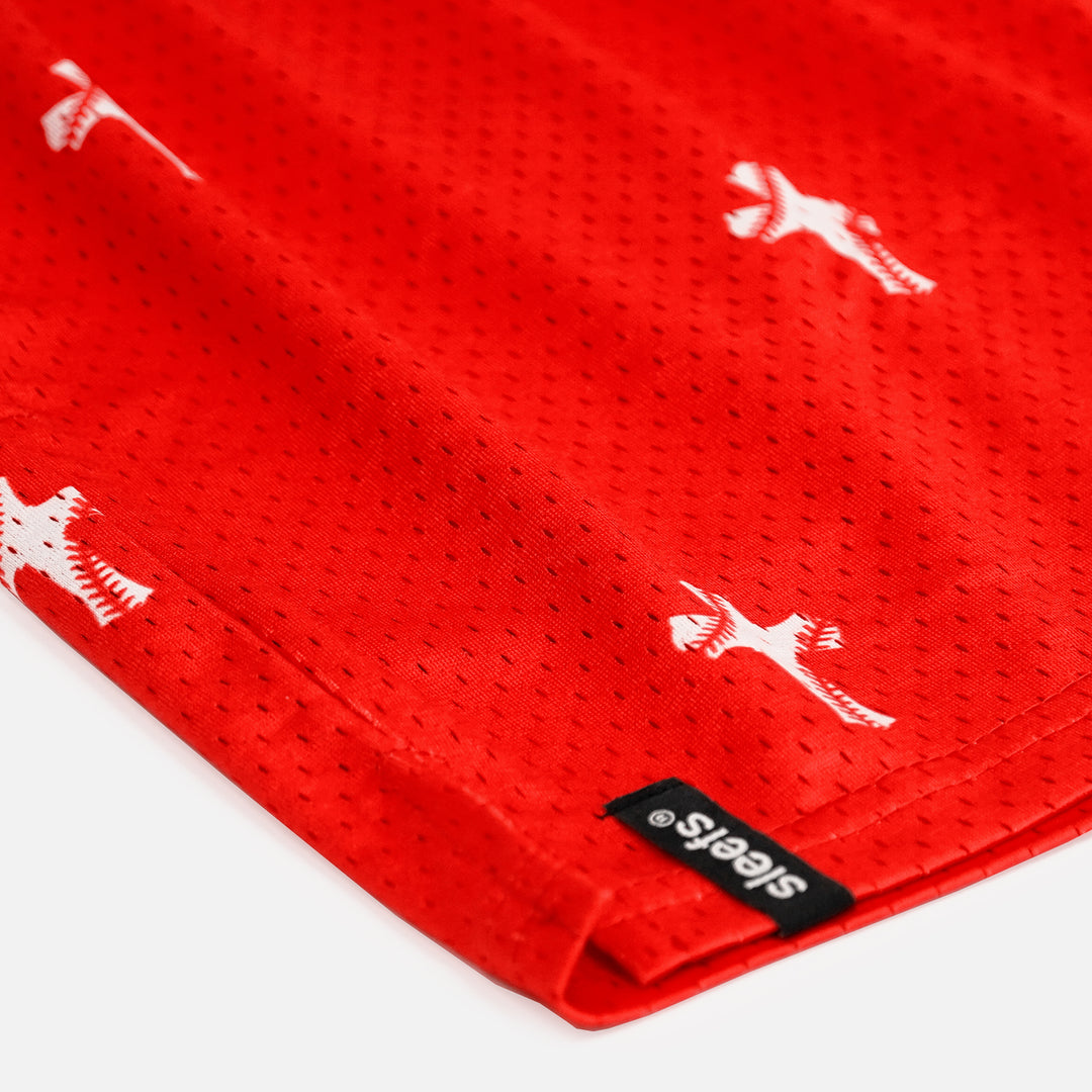 Baseball Cross Pattern Red Shorts - 5"