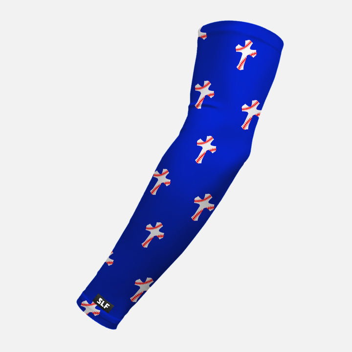 Baseball Cross Pattern Royal Blue Arm Sleeve